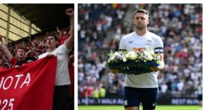 rival de Liverpool lleva corona de flores, mientras afición y jugadores recuerdan a Diogo Jota; video