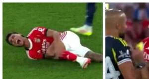 A Ríchard Ríos lo atendieron con durísima falta en su estreno con Benfica y Otamendi, su nuevo mejor amigo, fue a defenderlo: video