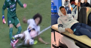 Escalofriantes imágenes tras la brutal falta sobre el arquero colombiano Kevin Mier: hay enorme preocupación por su salud