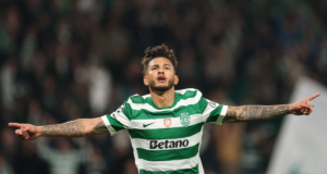 gol en el juego Sporting vs. Brujas, en la Champions League, video