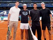 Courtois, Sinner, Bellingham y Nadal jugaron tenis en el Bernabéu